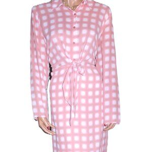 Calvin Klein Pink White Polka Dot Midi Dress XL